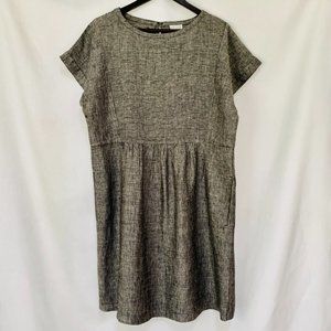 NWT GARNET HILL Black and White Stripe Pullover Shift Linen Dress Size 12